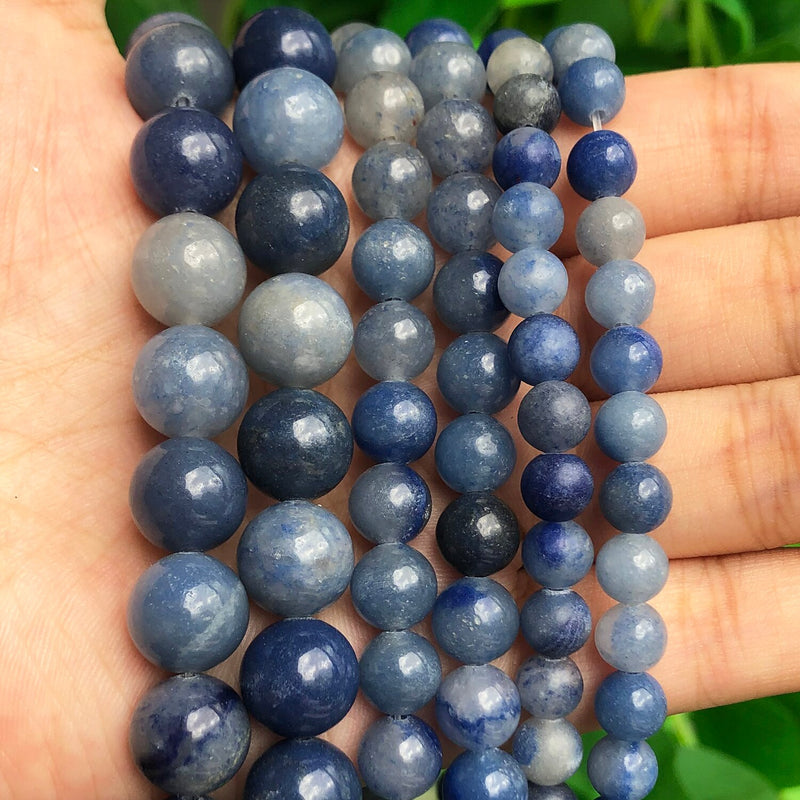 Natural Stone Blue Aventurine Loose Round Beads for Jewelry Making 6 8 10mm Jades Spacer Beads DIY Bracelet Accessories 15&#39;&#39;