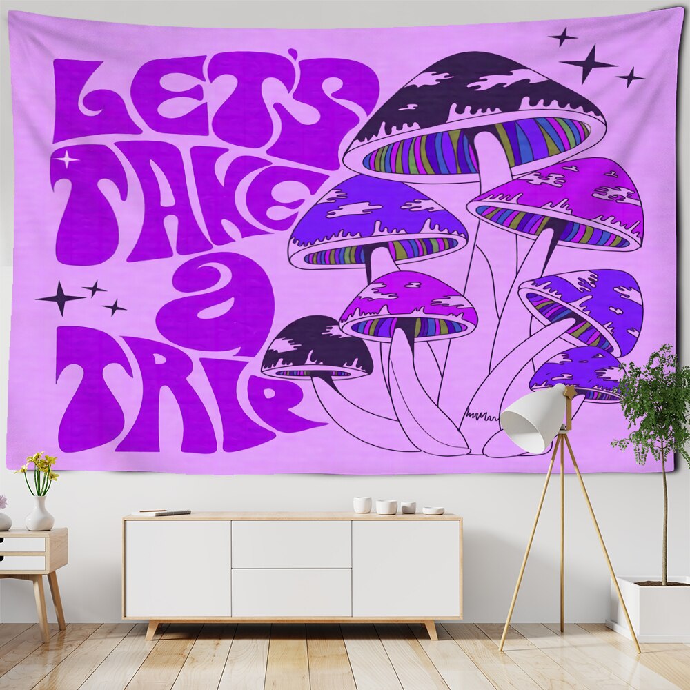 Psychedelic Mushroom Tapestry Wall Hanging Aesthetic Witchcraft Bohemian TAPIZ Girls Dormitory Home Room Decor - KiwisLove