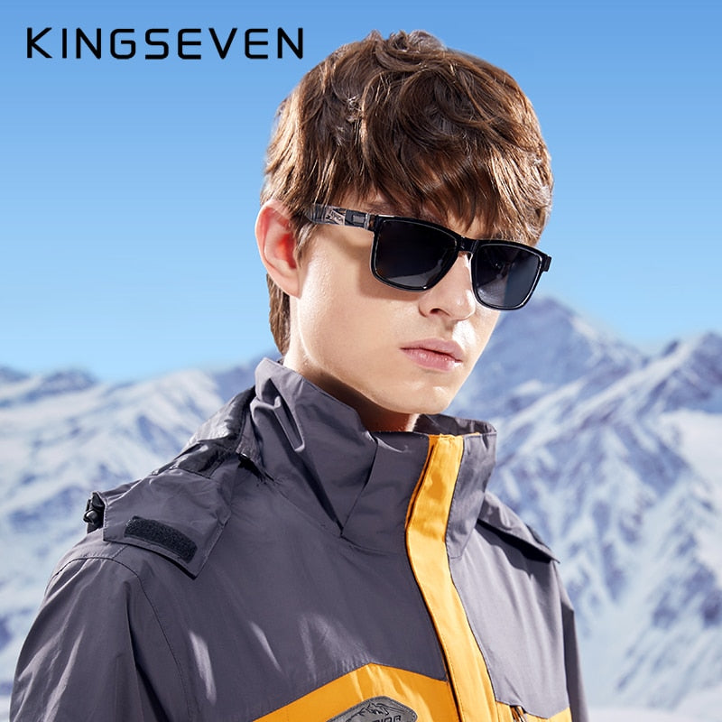 KINGSEVEN Excellent Quality Retro Polarized Lens Sunglasses Women Men Square Frame Decorative Pattern Sun Glasses UV400 Goggles - KiwisLove