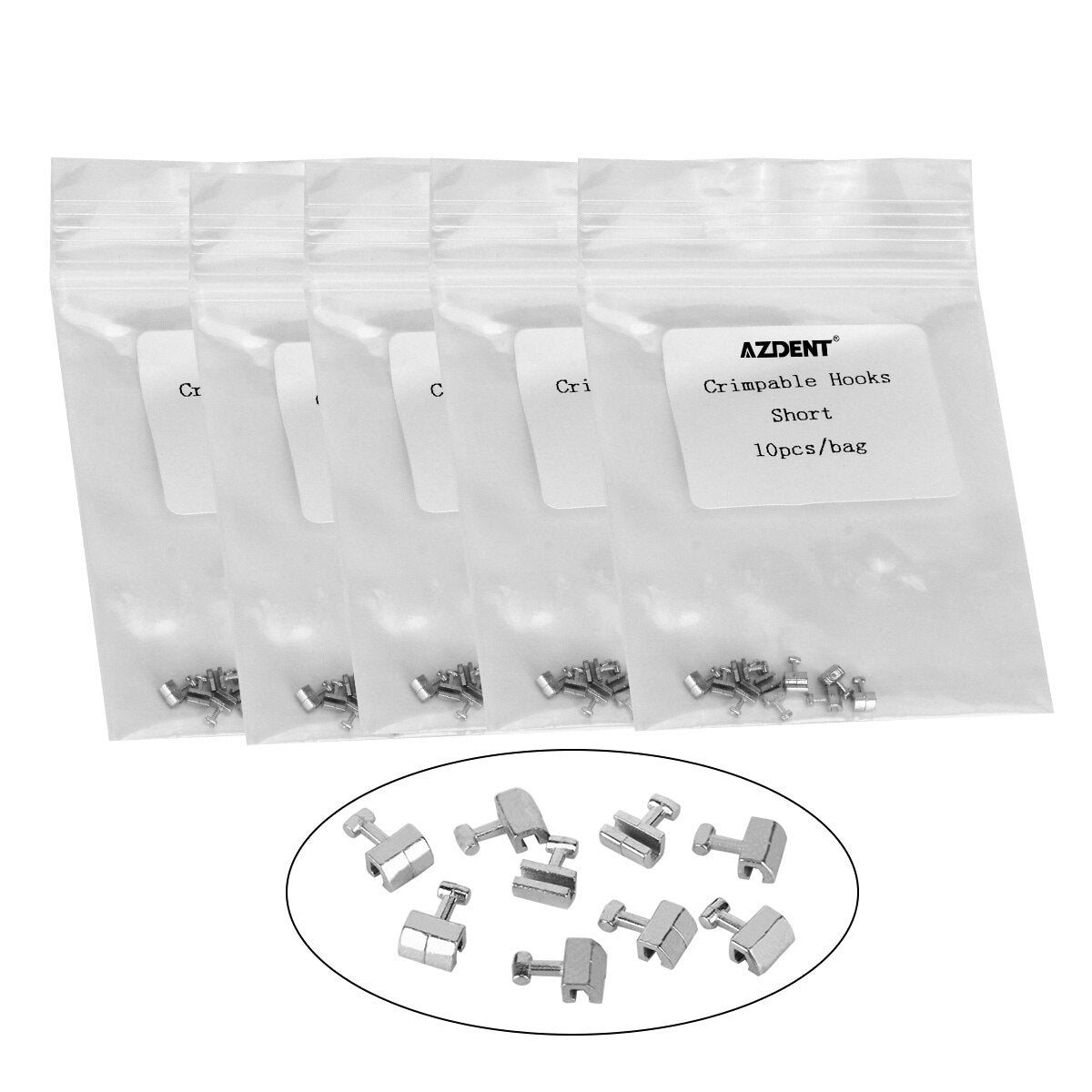 10Pcs/Pack Dental Crimpable Hooks Cross Tube Long Short Right/Left Stainless Steel Fixed on the Arch Wires - KiwisLove