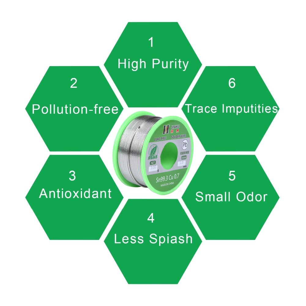 100g Lead-free Solder Wire 0.5-1.0mm Unleaded Lead Free Rosin Core for Electrical Solder RoHs - KiwisLove