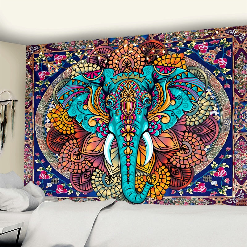 Elephant Mandala Tapestry Wall Hanging Indian Psychedelic Witchcraft Tapiz Hippie Bedroom Room Home Decor - KiwisLove
