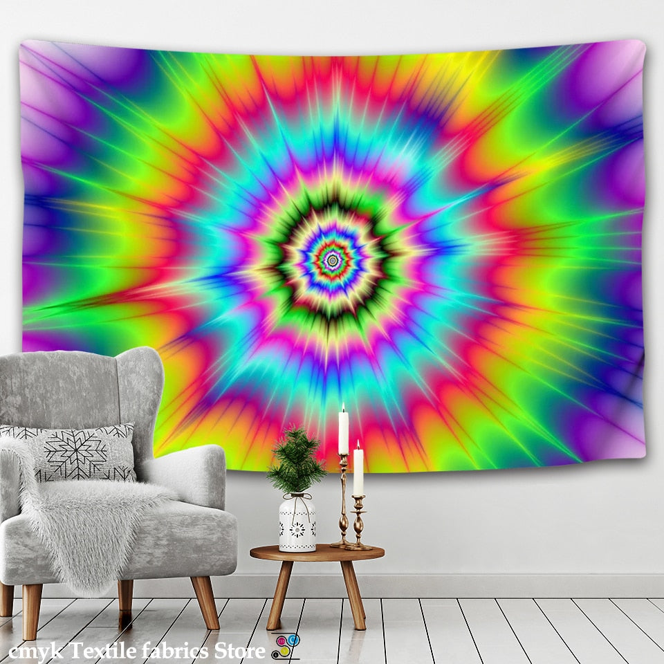 Psychedelic India Mandala Tapestry Wall Hanging Boho Decor Wall Cloth Tapestries Hippie Tapestry Mandala Wall Carpet - KiwisLove