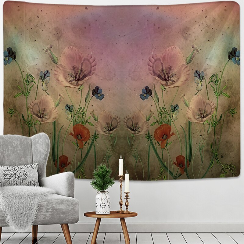 Botanical Wildflower Tapestry Wall Hanging Flower Reference Chart Hippie Bohemian Tapestries Colorful Psychedelic Home Decor - KiwisLove