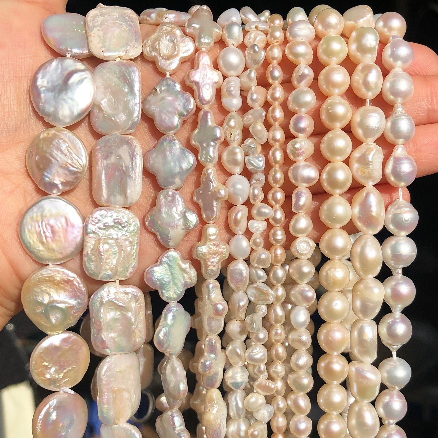 High Quality Real Natural Pearls Beads Cross Rectangle Flat Round White Pearls Beads for Jewelry DIY Making Bracelet Accessories - KiwisLove