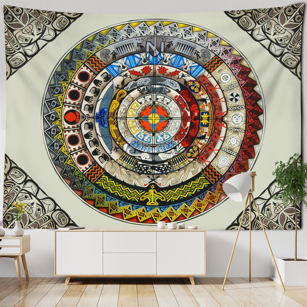 Mandala Tarot Tapestry Wall Hanging Zodiac Star Plate Sun And Moon Psychedelic Witchcraft Hippie Home Decor - KiwisLove