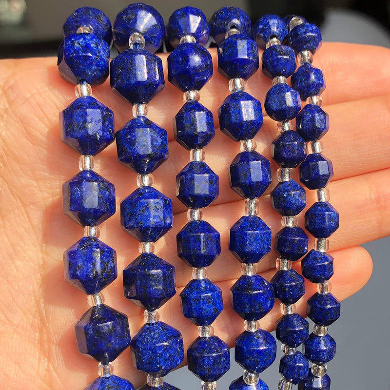 Natural Faceted Stone Olive Shape AB Lapis Lazuli Loose Minerals Beads for DIY Jewelry Making Bracelet Accessories 15&#39;&#39; 6 8 10mm