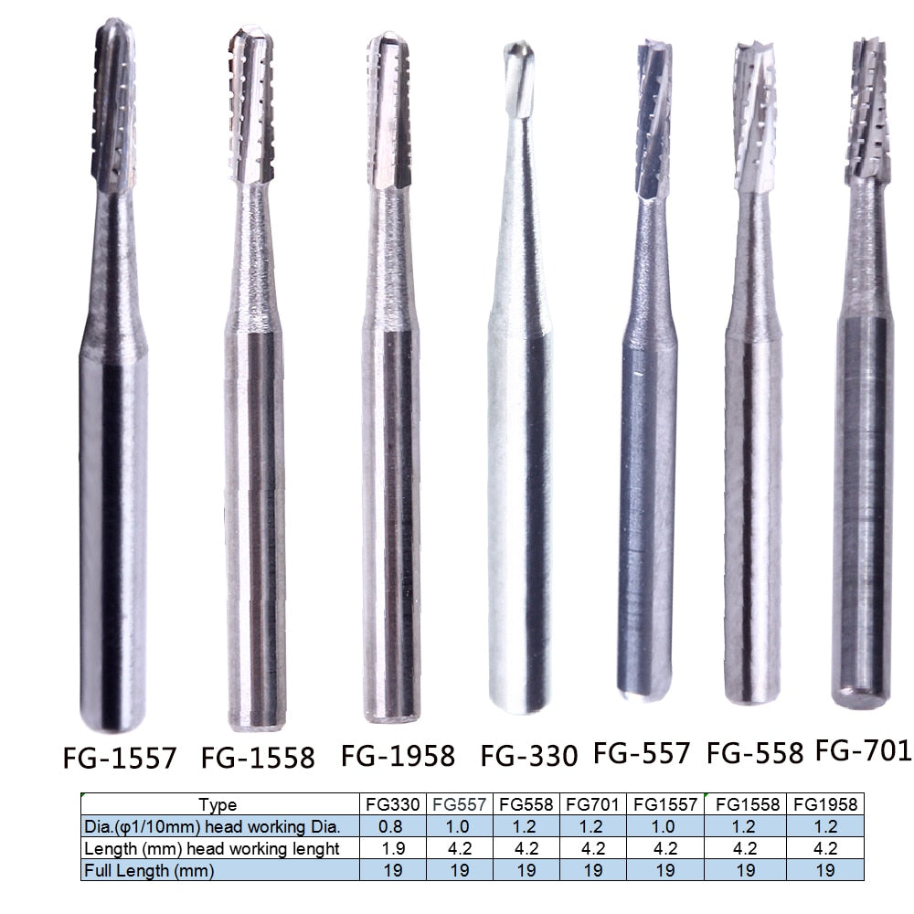 10pcs/Pack FG Dental Tungsten Carbide Bur Drill Round Type for High Speed Handpiece Dia.1.6mm - KiwisLove