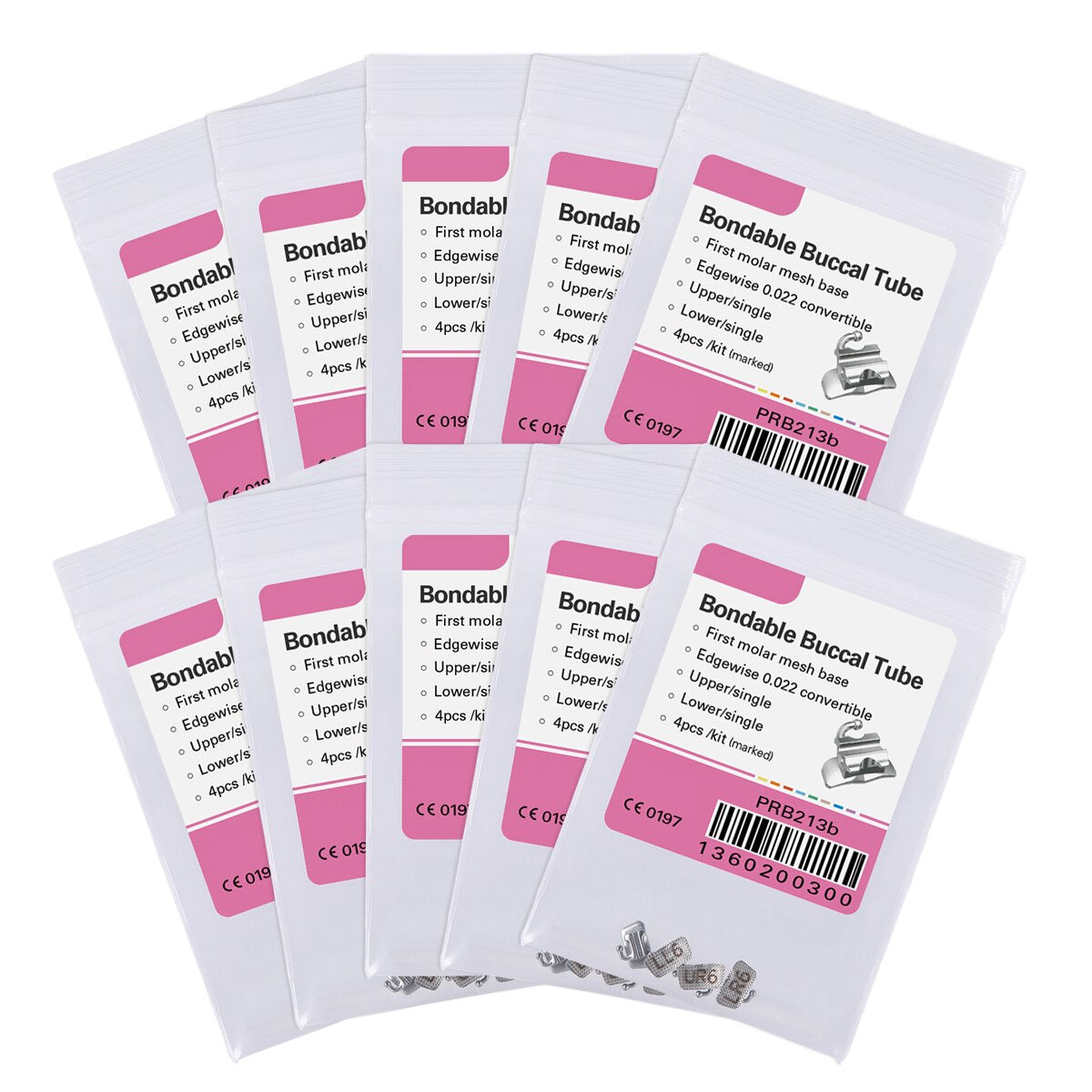 10Pack=40Pcs(4Pcs/Pack) AZDENT Dental 1st Molar Bondable Convertible Single MBT / Roth / Edgewise 0.022 Buccal Tube - KiwisLove