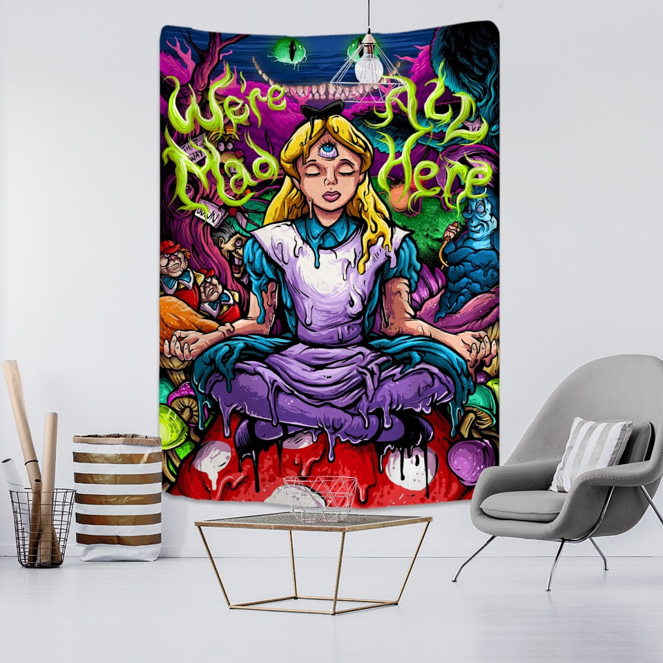 Anime Girl Tapestry Wall Hanging Magic Science Fiction Bohemian Hippie TAPIZ Room Dormitory Art Home Decor - KiwisLove