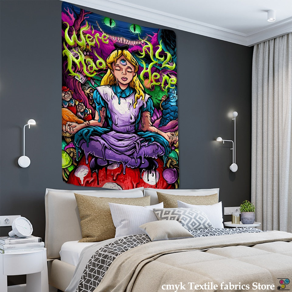 Anime Girl Tapestry Wall Hanging Magic Science Fiction Bohemian Hippie TAPIZ Room Dormitory Art Home Decor - KiwisLove