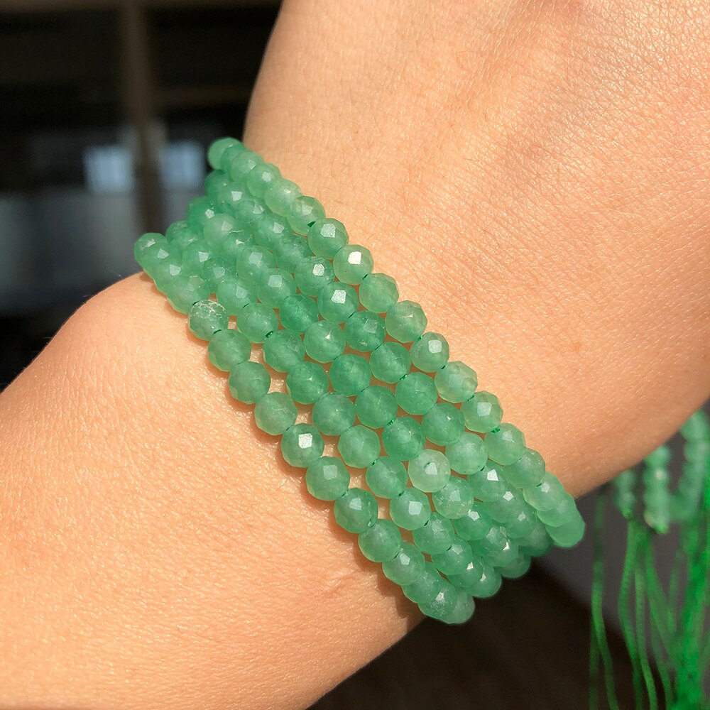 2 3 4mm Natural Faceted Green Aventurine Jades Gem Stone Beads Round Mineral Beads For Jewelry Making DIY Bracelet Accessories - KiwisLove
