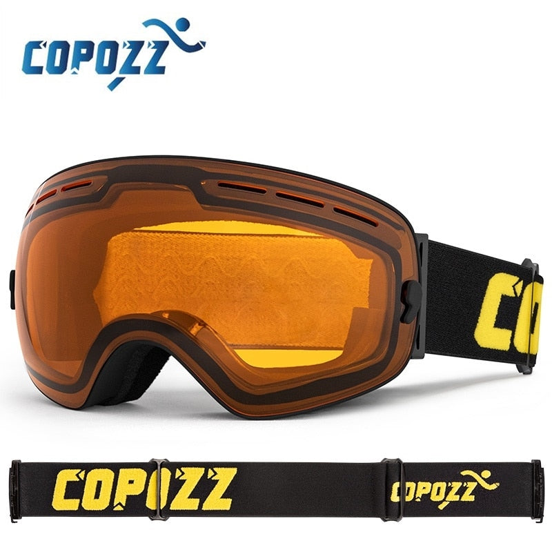 COPOZZ Brand Professional Ski Goggles Double Layers Lens Anti-fog UV400 Big Ski Glasses Skiing Snowboard Men Women Snow Goggles - KiwisLove