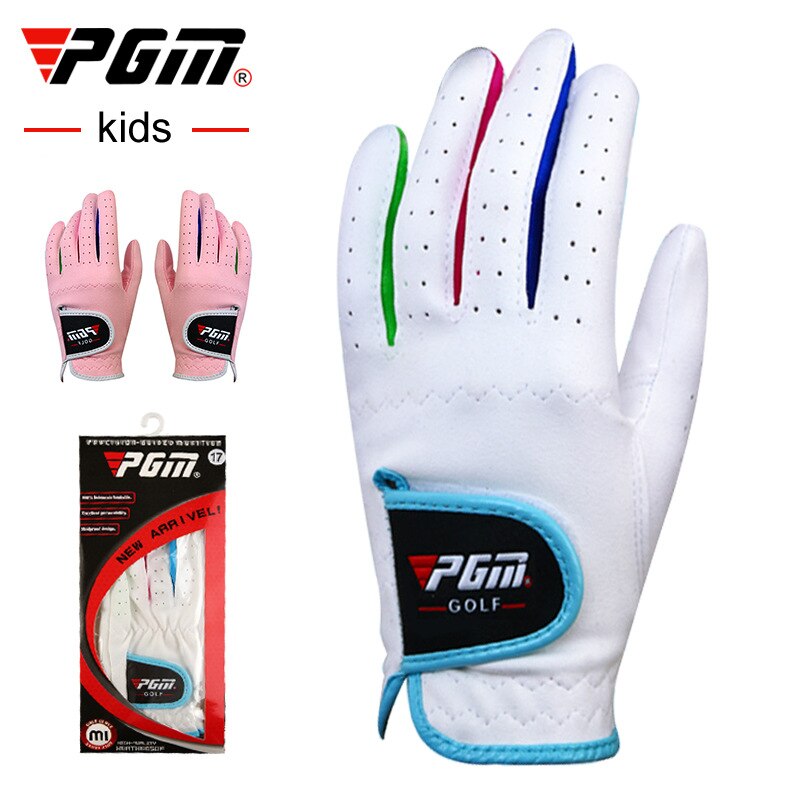 PGM Boys Girls Outdoor Sport Cloth Golf Gloves Breathable Anti-slipping Gloves 1 Pair 2 Color White Pink for Child ST010 - KiwisLove