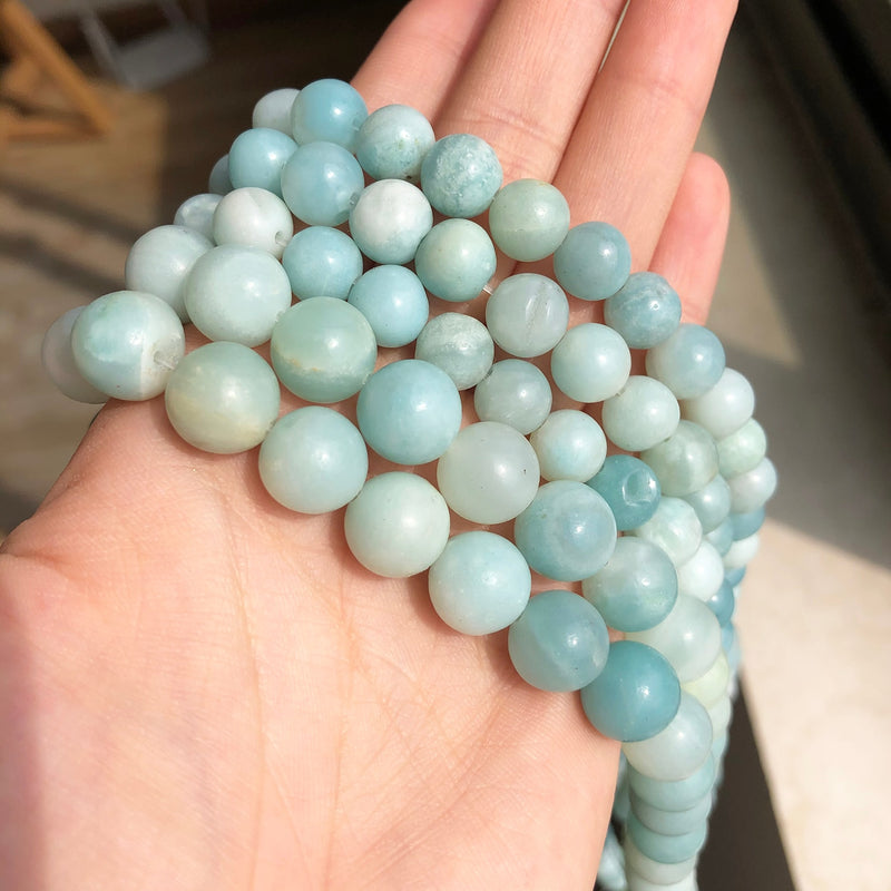 Wholesale Natural Stone A+ Amazonite Loose Round Beads For Jewelry Making DIY Bracelet Accessories 15&#39;&#39; 4mm 6mm 8mm 10mm 12mm