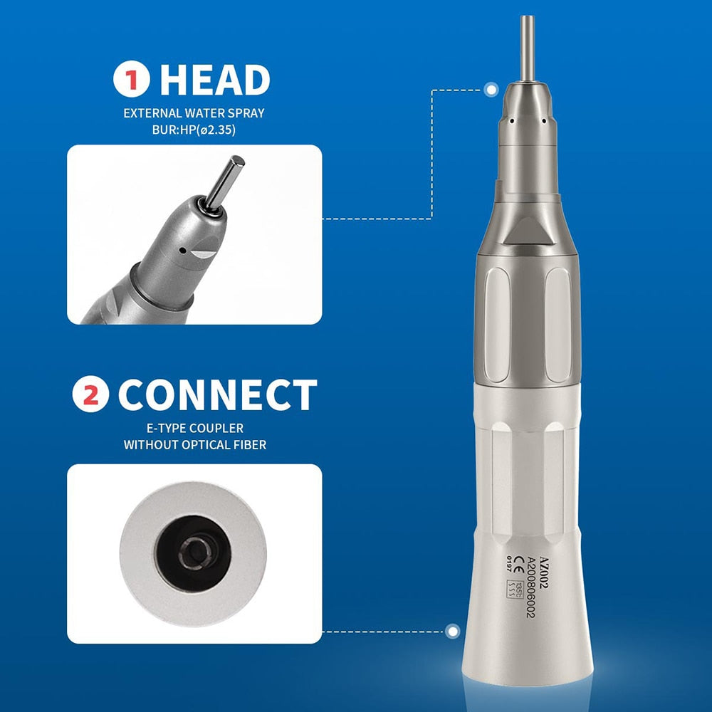 Dental Low Speed Handpiece Kit Contra Angle Straight Air Motor External Water Spray HP Burs - KiwisLove