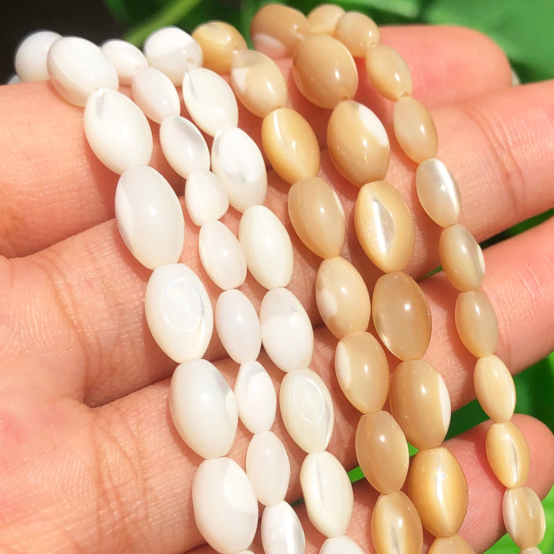 Natural Mother Of Pearl Mop Shell Beads Rice Shape Loose Spacer Beads for Jewelry Making DIY Bracelet Ear Studs Accessories - KiwisLove