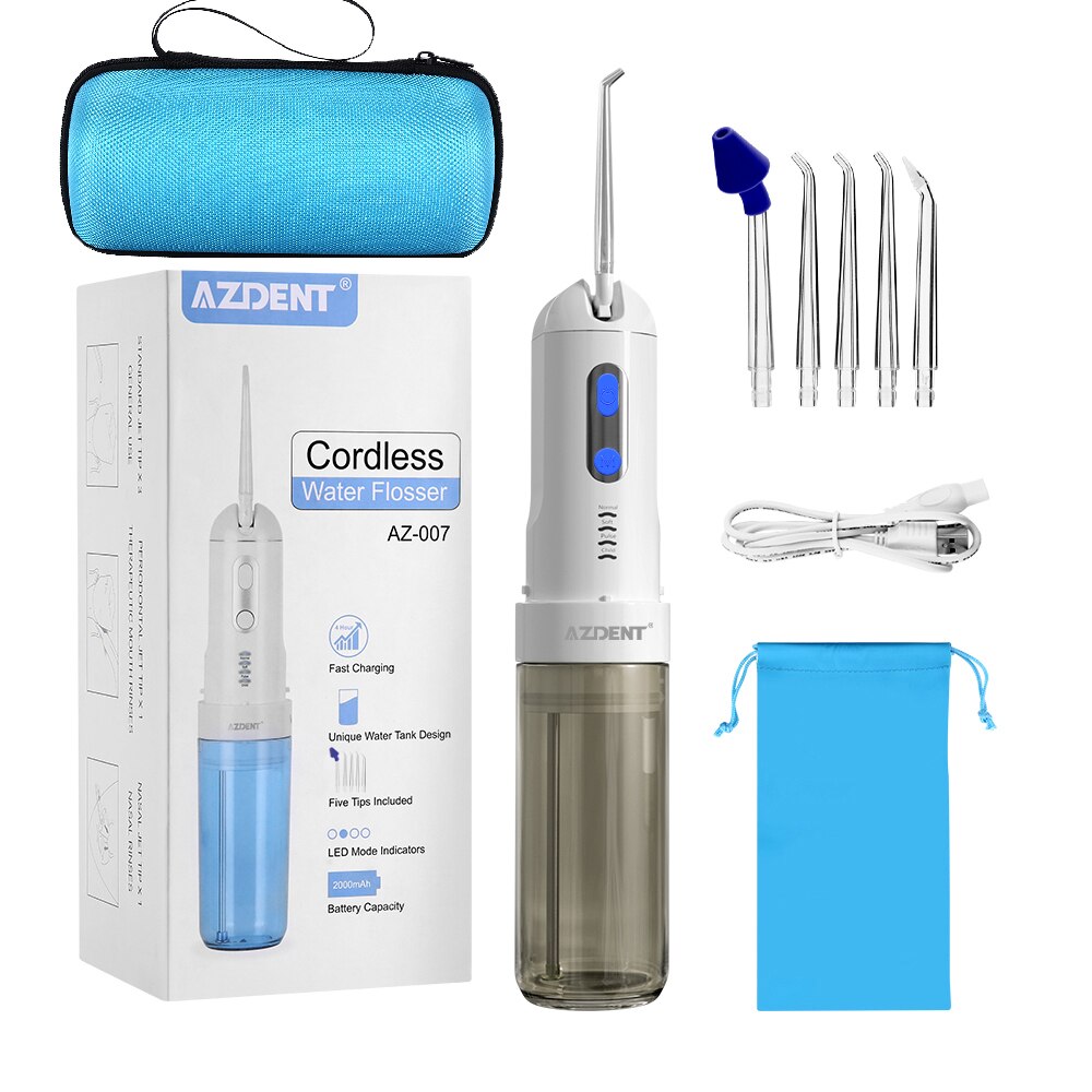 Azdent Oral Irrigator USB Rechargeable Water Flosser Portable Cordless Travel Foldable Dental Teeth Cleaner - KiwisLove