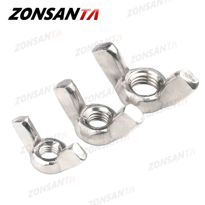 ZONSANTA Wing Nuts M3 M4 M5 M6 M8 M10 M12 304Stainless Steel Tighten Hand a Nut Butterfly Nut Ingot DIN315 Eye nuts - KiwisLove