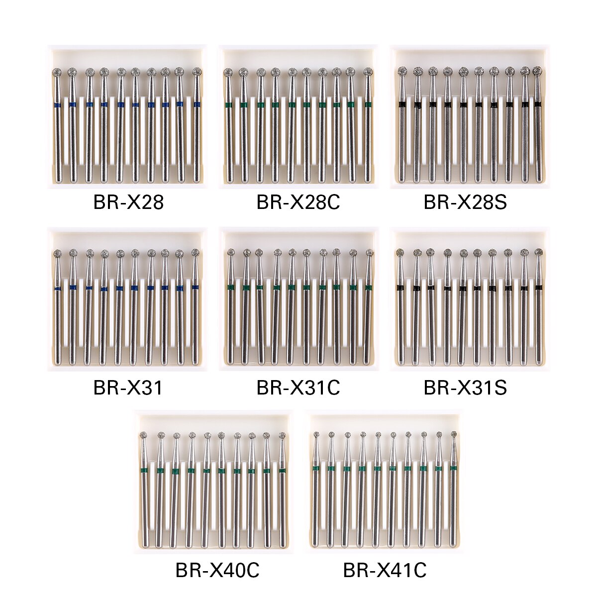 10pcs/Pack AZDENT Dental Diamond Burs Drill Ball Round Type 25mm FG 1.6mm For High Speed Handpiece 450000r/Min - KiwisLove