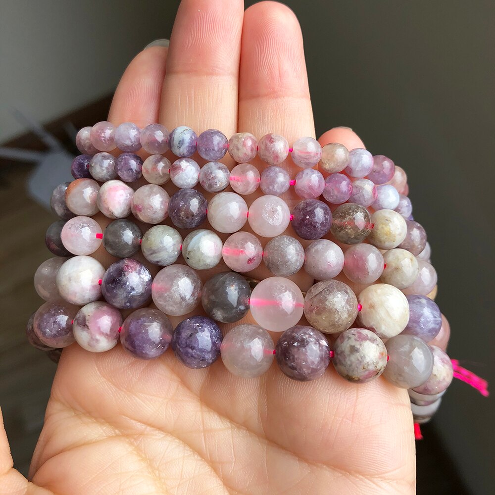 Natural Plum Blossom Tourmaline Mineral Beads For Jewelry Making Round Gem Beads DIY Bracelet Accessories 15&#39;&#39;Inches 6 8 10mm - KiwisLove