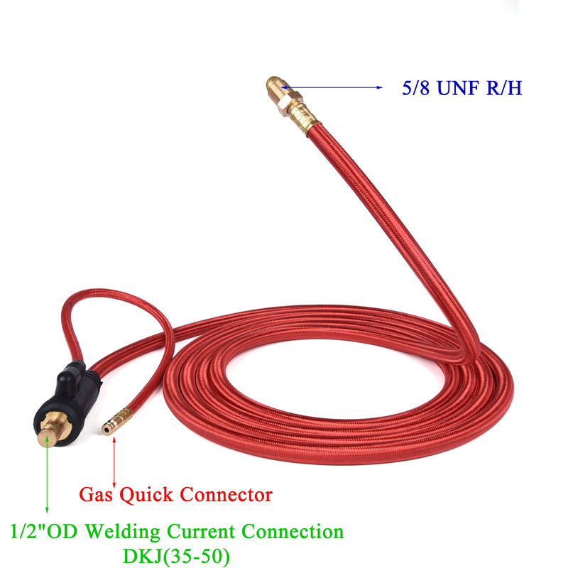 4M/7.8M WP26 Quick Connect TIG Welding Torch Gas-Electric Integrated Red Hose Cable Wires 35-50 Euro Connector 13.12FT - KiwisLove