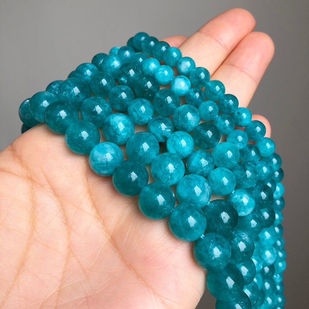 6 8 10mm Blue Amazonite Loose Stone Beads Smooth Round Spacer Beads For Jewelry DIY Making Bracelet Earrings Accessories 15&#39;&#39; - KiwisLove