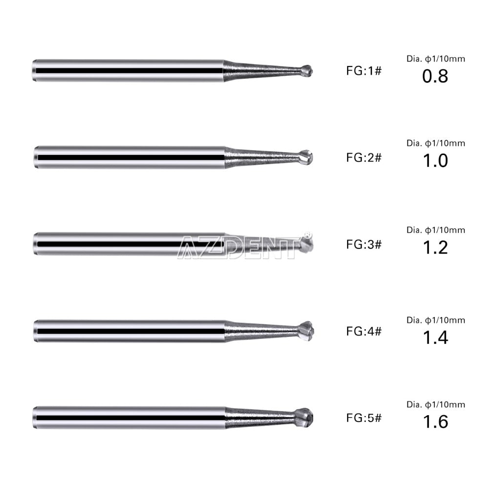 10pcs/Pack FG Dental Tungsten Carbide Bur Drill Round Type for High Speed Handpiece Dia.1.6mm - KiwisLove