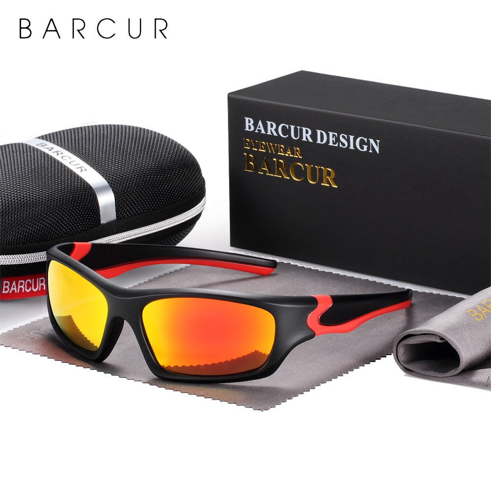 BARCUR TR90 Sport Trendy Sunglasses Men 2021 Polarized Sun Glasses Driving Fashion UV400 - KiwisLove
