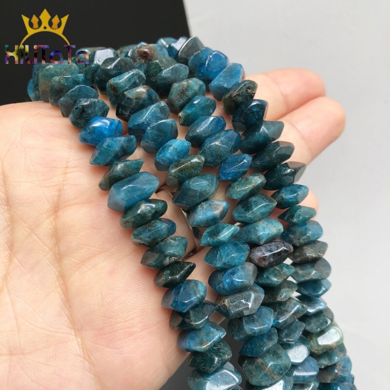 Irregular Blue Apatite Beads Natural Special Cut Genuine Stone Loose Spacer Beads For Jewelry DIY Making Bracelets 15&#39;&#39; 7.5&#39;&#39;