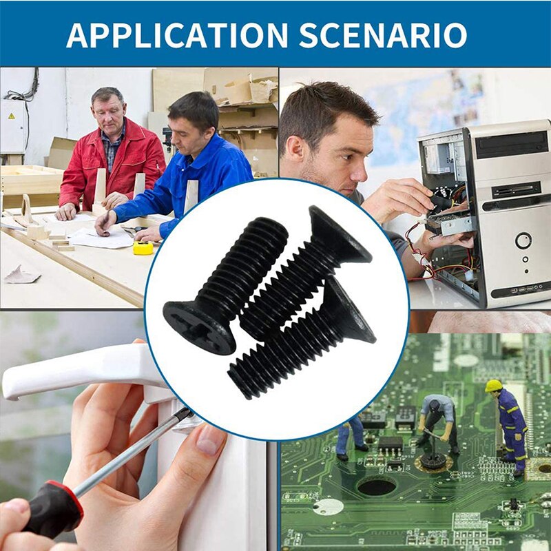 ZONSANTA 500Pcs M2 M2.5 M3 Screw Flat Head Phillips Machine Screws Laptop Notebook Screws Set Kit computer small Black Bolts - KiwisLove