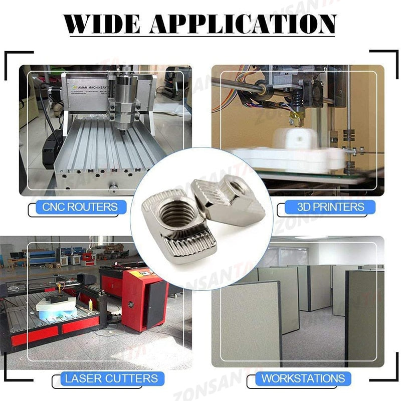 ZONSANTA T Slot Nut M3 M4 M5 M6 M8 T Nut Hammer Sliding Head 3D Printer Parts Fastener Connector 2020 3030 4040 Aluminum Profile - KiwisLove