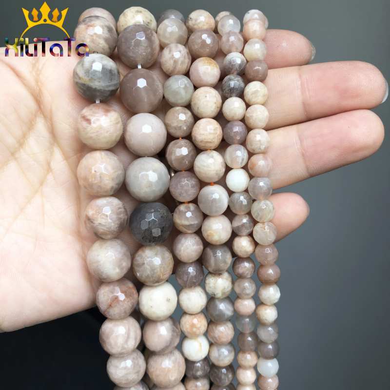 Natural Sunstone Beads Faceted Loose Spacer Beads For Jewelry Making DIY Bracelet Accessories 15&#39;&#39; Strands Pick Size 6/8/10/12mm