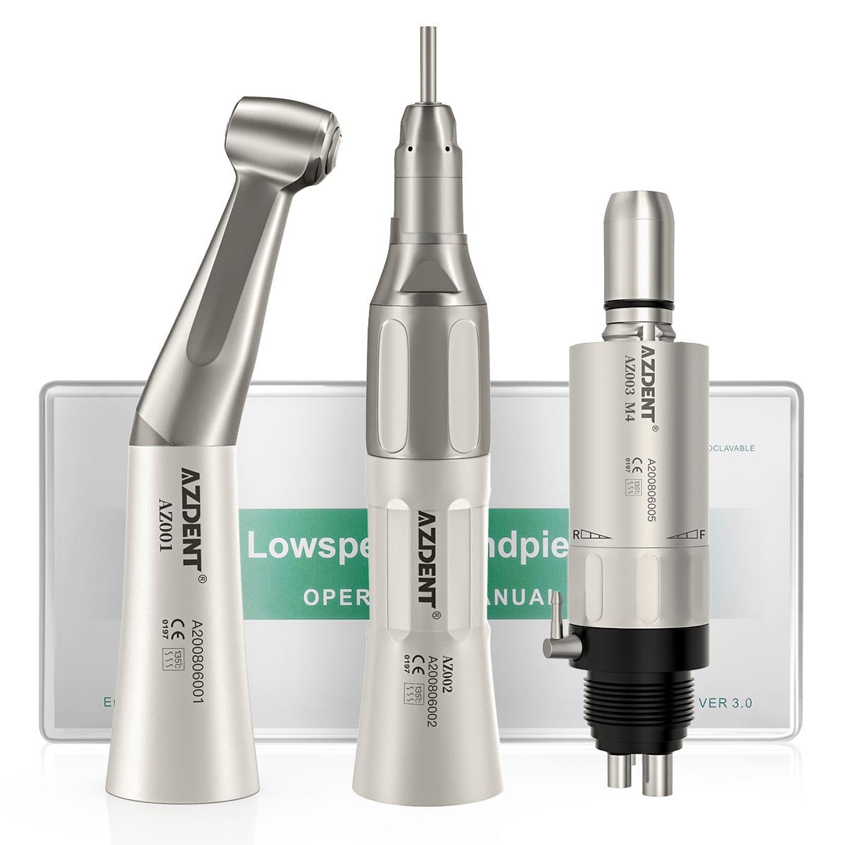 Azdent Dental Handpiece Contra Angle Straight 2/4 Hole Air Motor Push Button  Low Speed - KiwisLove