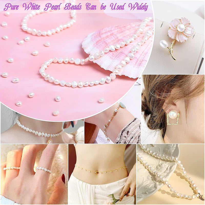 Natural Freshwater Pearl White Pink Purple Oval Punch Pearls Beads for DIY Craft Bracelet Necklace Jewelry Making 15&#39;&#39; Strand