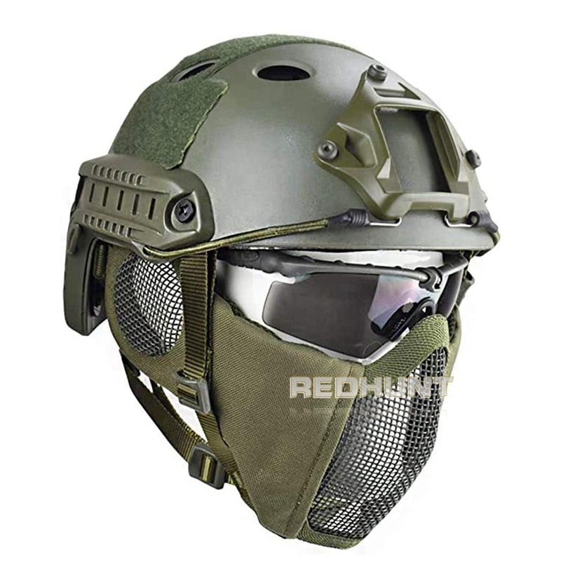 Tactical Helmet Mask Cs Airsoft Paintball Army War Game Motorcycle Hunting Solid Color Fast Helmet - KiwisLove