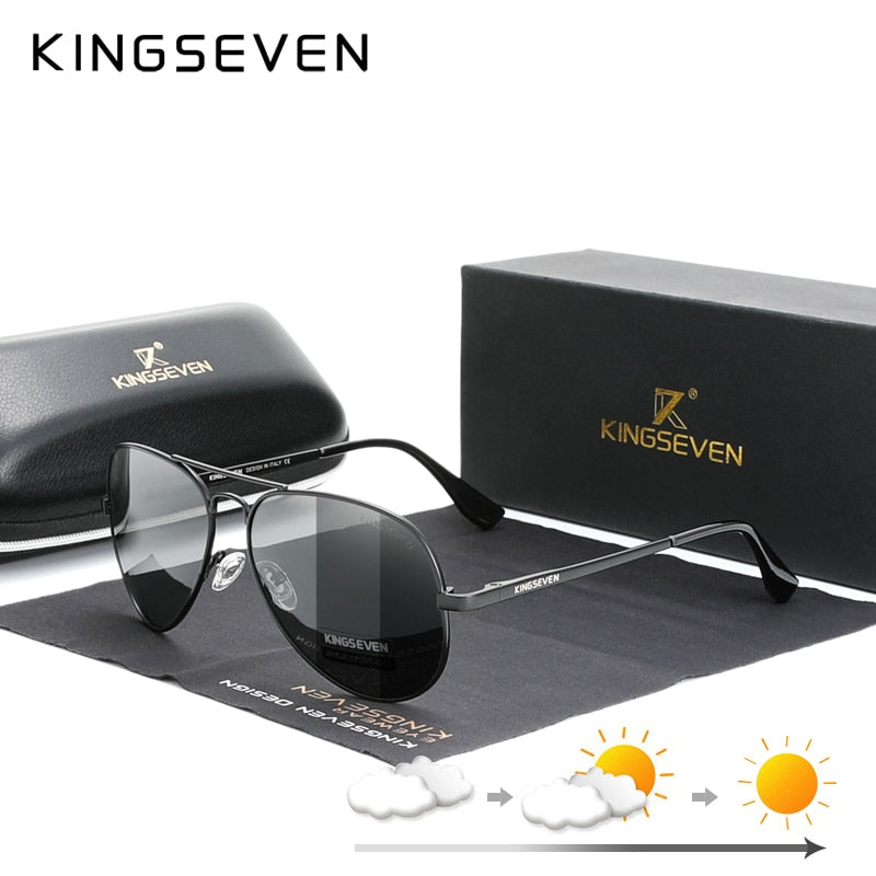 KINGSEVEN 2021 New Brand Men Aluminum Sunglasses Photochromic Polarized UV400 Lens Male Sun Glasses Women For Men‘s Eyewear 7735 - KiwisLove