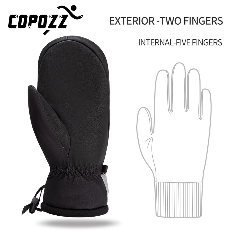 COPOZZ -30℃ Thicken Adult Teen Professional Snowboarding Ski Gloves Windproof Winter Warm Thermal Snow Mittens Skiing Snowmobile - KiwisLove