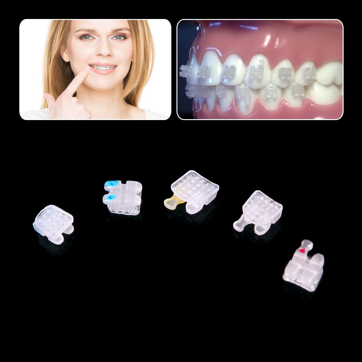 AZDENT Dental Orthodontic Ceramic Brackets Roth/MBT 018/022 345 Hooks Marked Invisible Bracket - KiwisLove