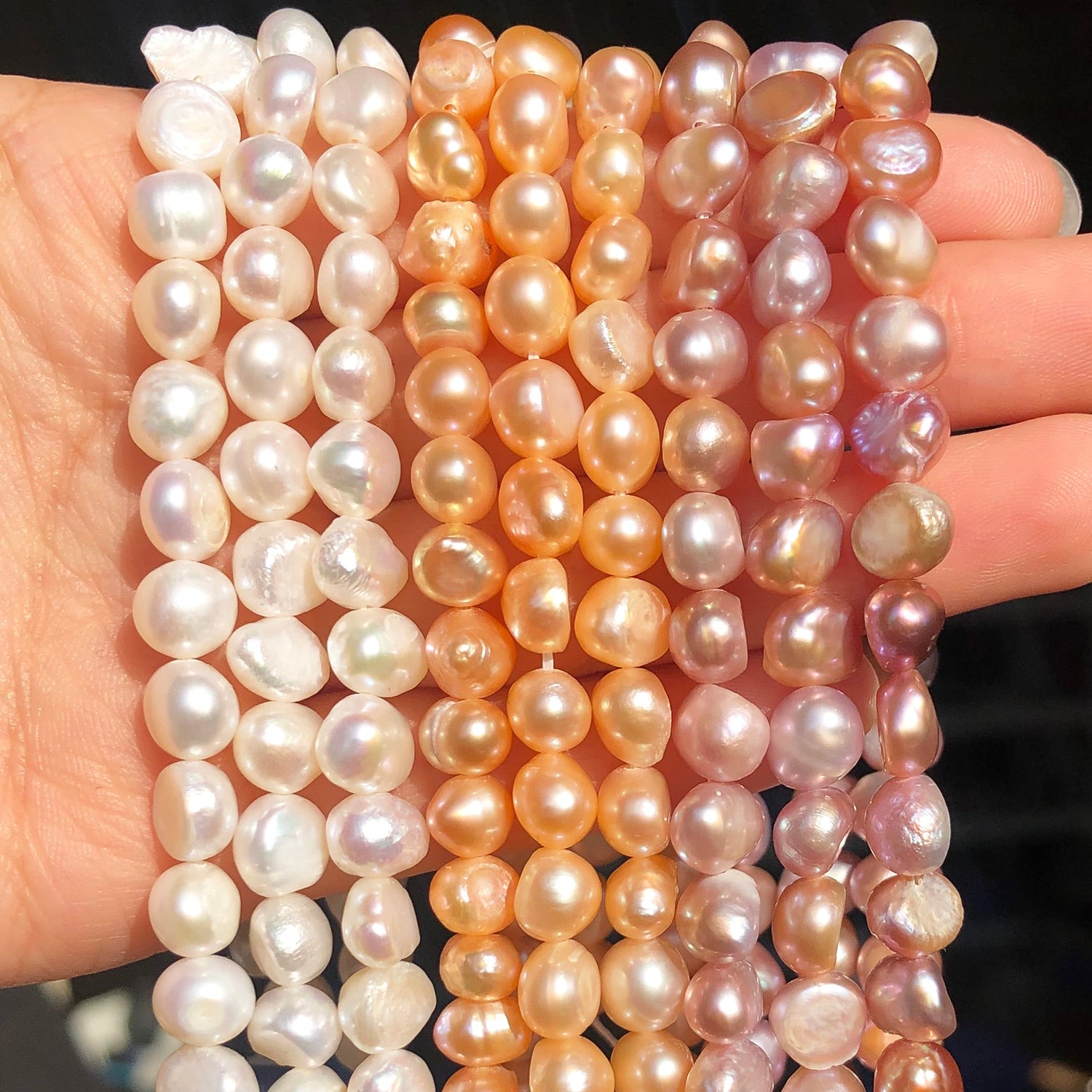 Natural Freshwater Pearl White Pink Purple Irregular Pearls Punch Beads for DIY Craft Bracelet Necklace Jewelry Making 15'' - KiwisLove