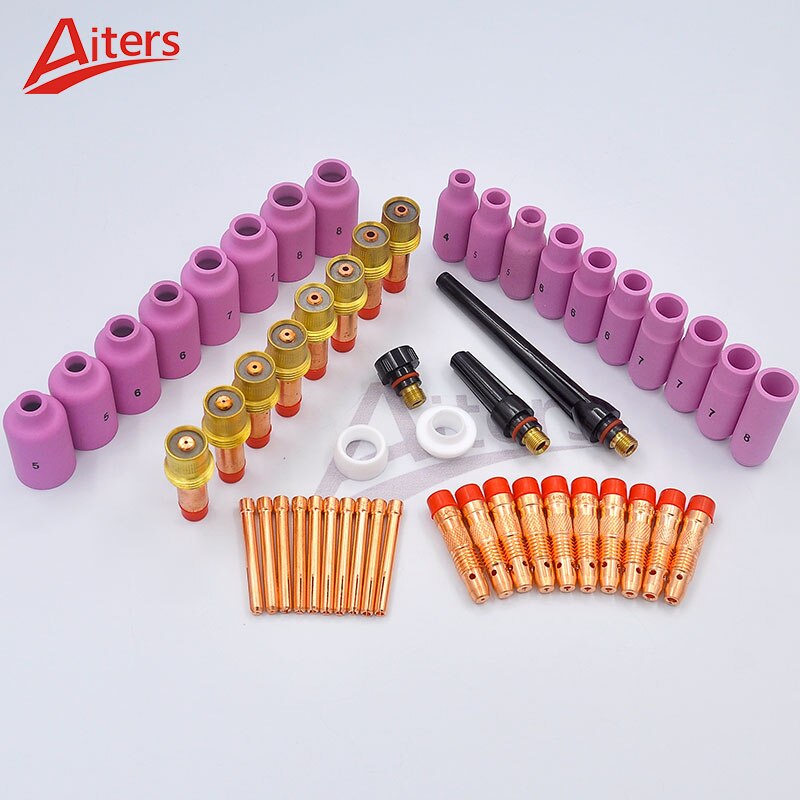 51PCS TIG Welding Torch kit for WP17/18/26 Accessories Ceramic Cup NozzleAlumina Ceramic Nozzle Cup and Collet Body - KiwisLove