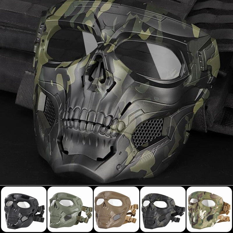 Airsoft Paintball Skull Skeleton Mask Tactical Full Face Mask with Eye Protection Helmet Mask FOR Paintball Game - KiwisLove