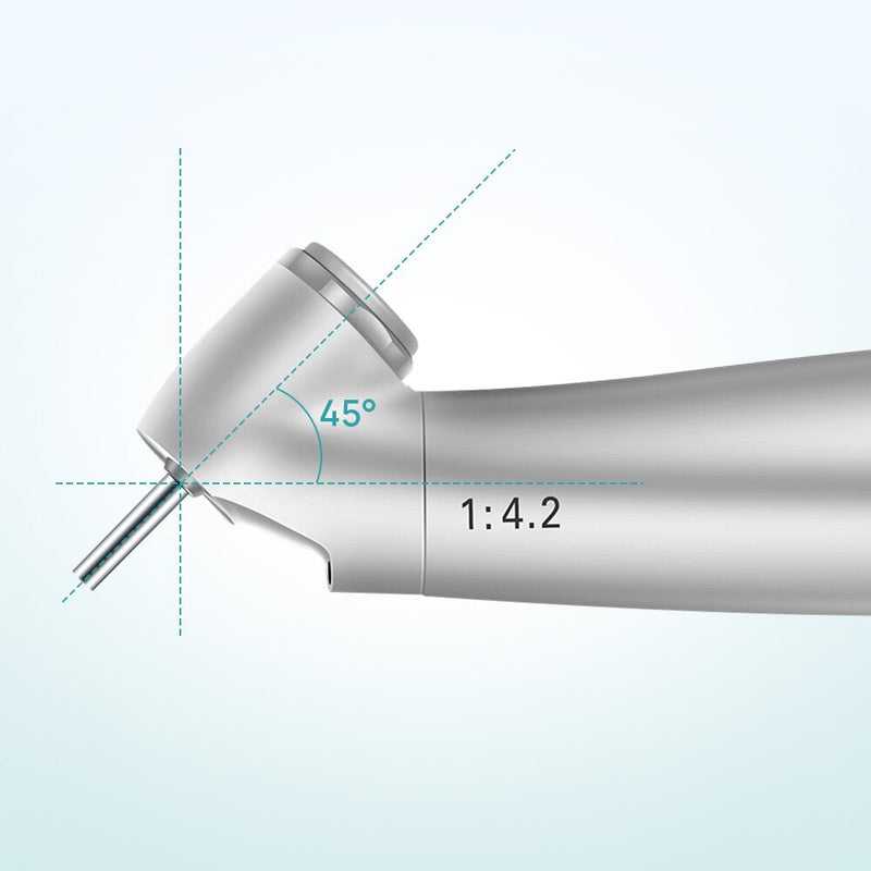 1:4.2  Dental 45° Electric Contra Angle Fiber Optic Increasing Handpiece Head Push Button 4 Way Spray Inner Channel - KiwisLove