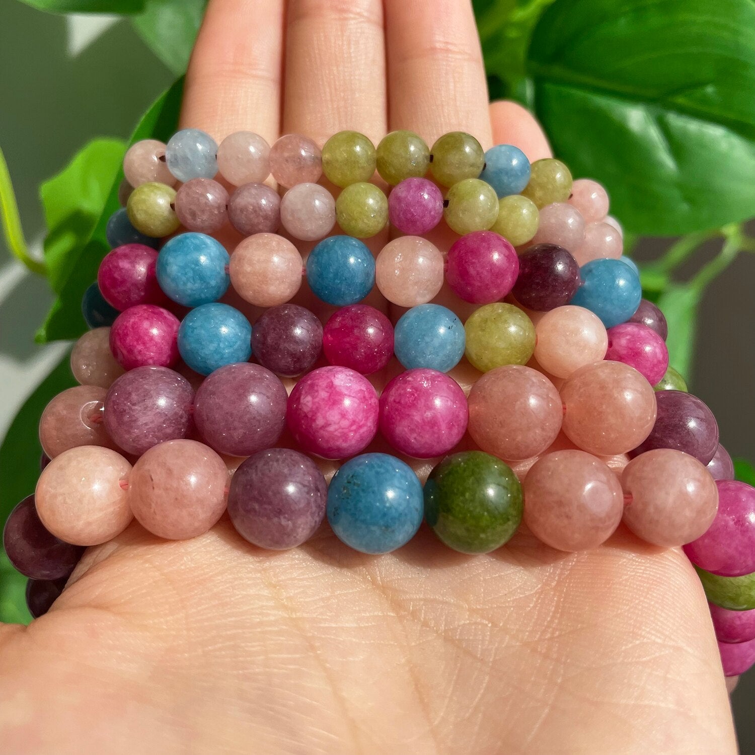 6 8 10mm Colorful Tourmaline Jades Loose Stone Beads Smooth Round Spacer Beads For Jewelry DIY Making Bracelet Accessories 15&#39;&#39; - KiwisLove