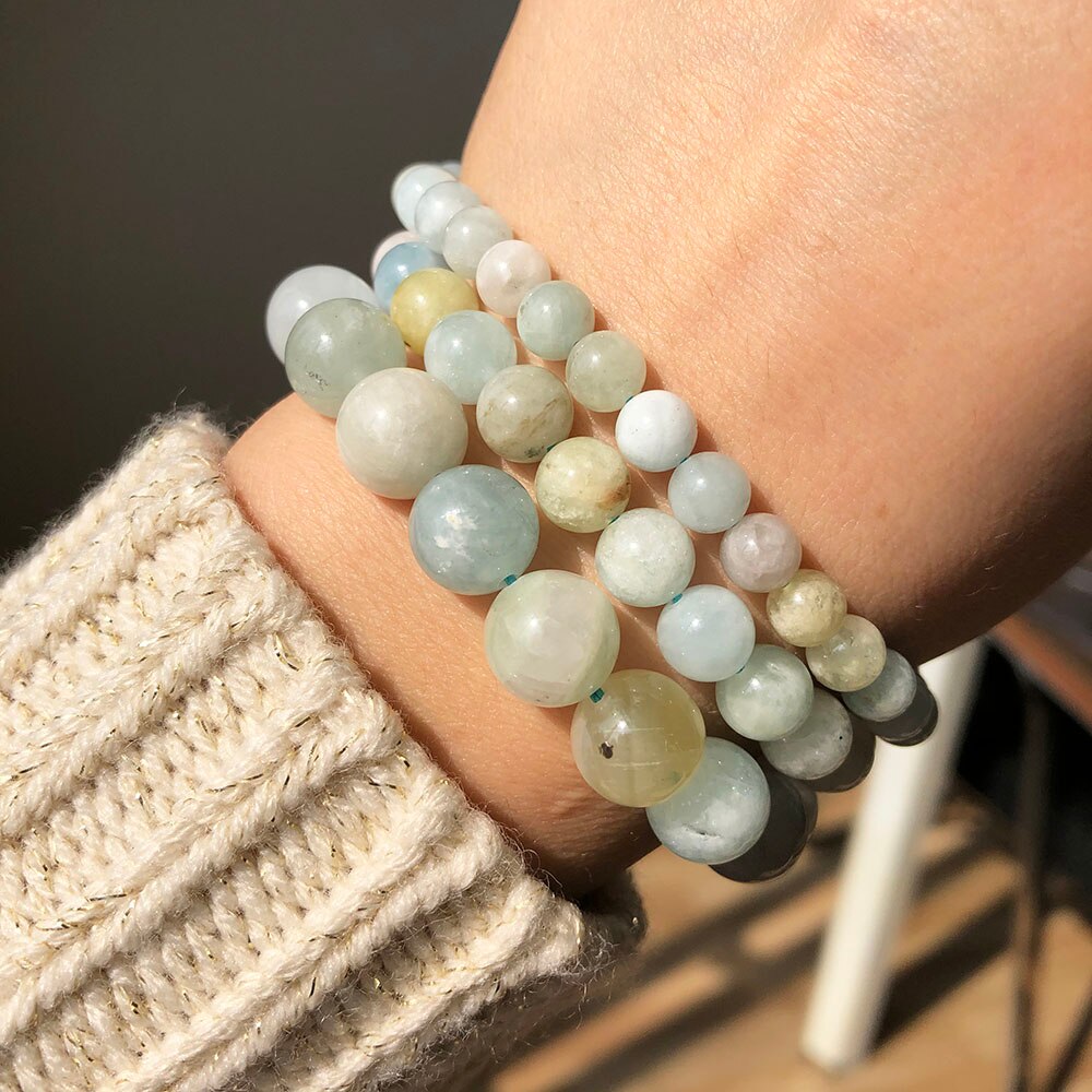 Natural Beryls Green Amazonite Gem Stone Beads for Jewelry Making Round Loose Spacer Bead DIY Bracelet Accessories 15&#39;&#39; 6 8 10mm - KiwisLove