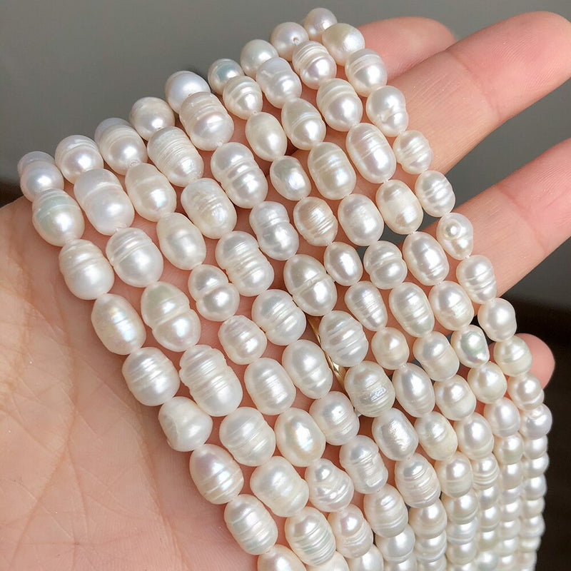 White Freshwater Pearl Beads Rice Shape Loose Spacer Pearls Beads For DIY Women Handmade Bracelet Charms Accessories 15&#39;&#39;inches