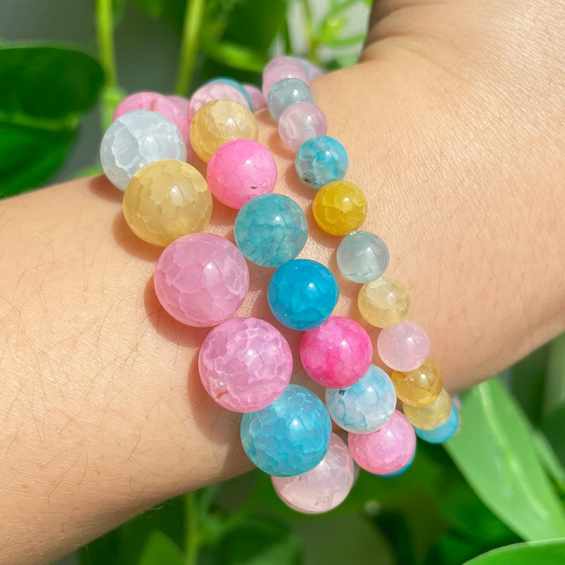 Natural Stone Colorful Morganite Dragon Vein Agates Loose Round Beads For Jewelry DIY Making Bracelet Accessories 15&#39;&#39; 6 8 10mm
