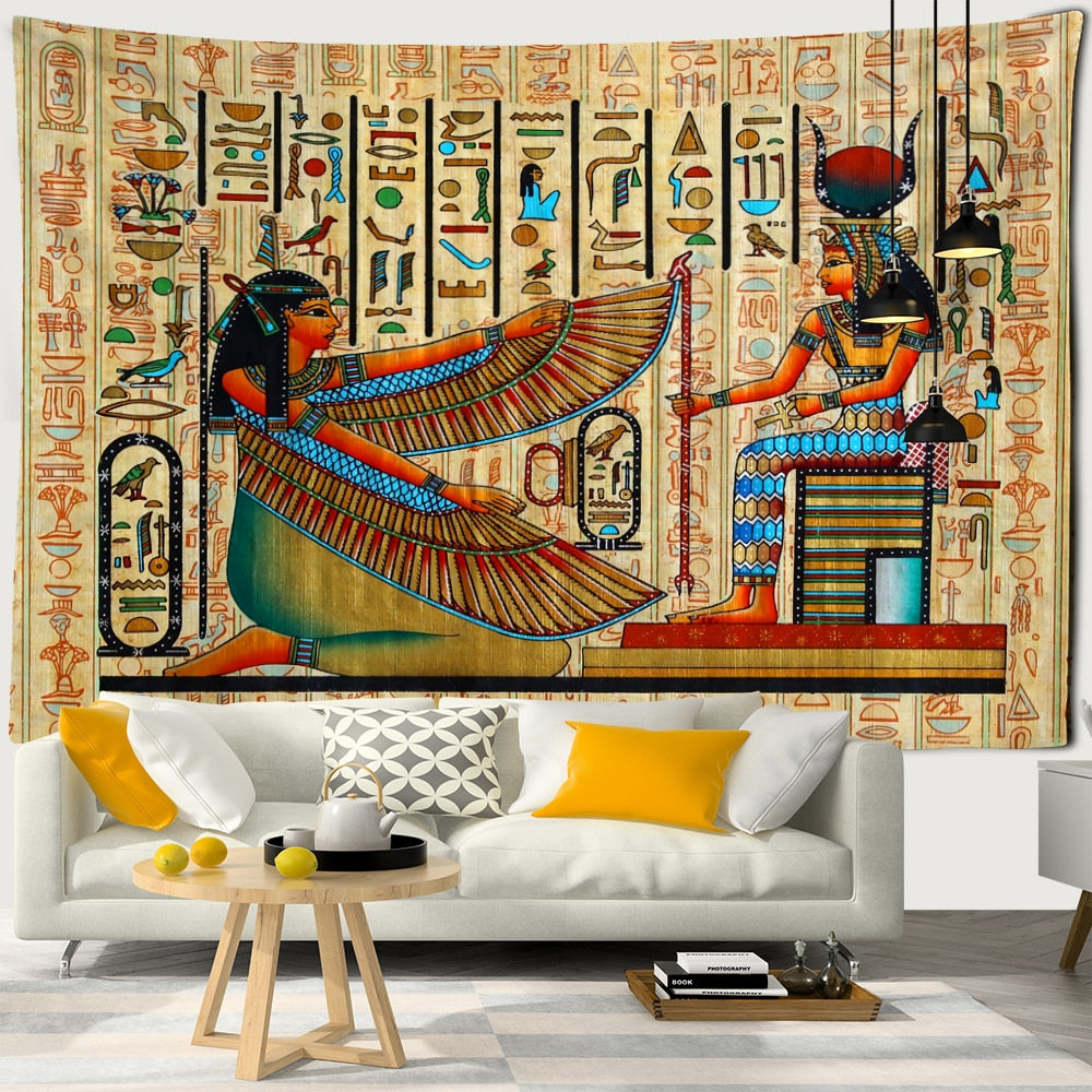Egyptian Pyramid Tapestry Wall Hanging Ancient Civilization Figure Bohemian Hippie TAPIZ Wizardry Home Decor - KiwisLove