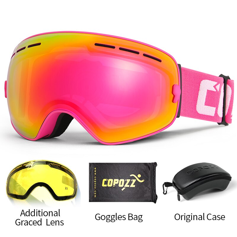 COPOZZ Brand Professional Ski Goggles Double Layers Lens Anti-fog UV400 Big Ski Glasses Skiing Snowboard Men Women Snow Goggles - KiwisLove