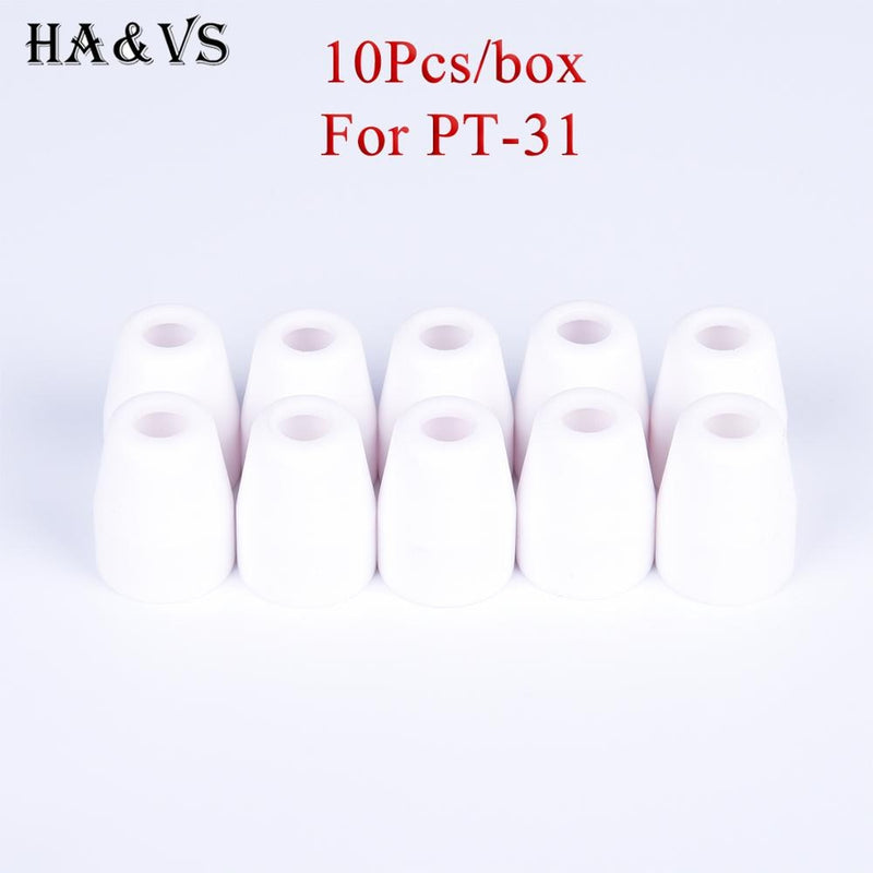 10Pcs PT31 Ceramic Shield Cup/Cap Inverte Air Plasma Cutter Cutting Machine Torch Gun Consumables Accessories Spare Parts
